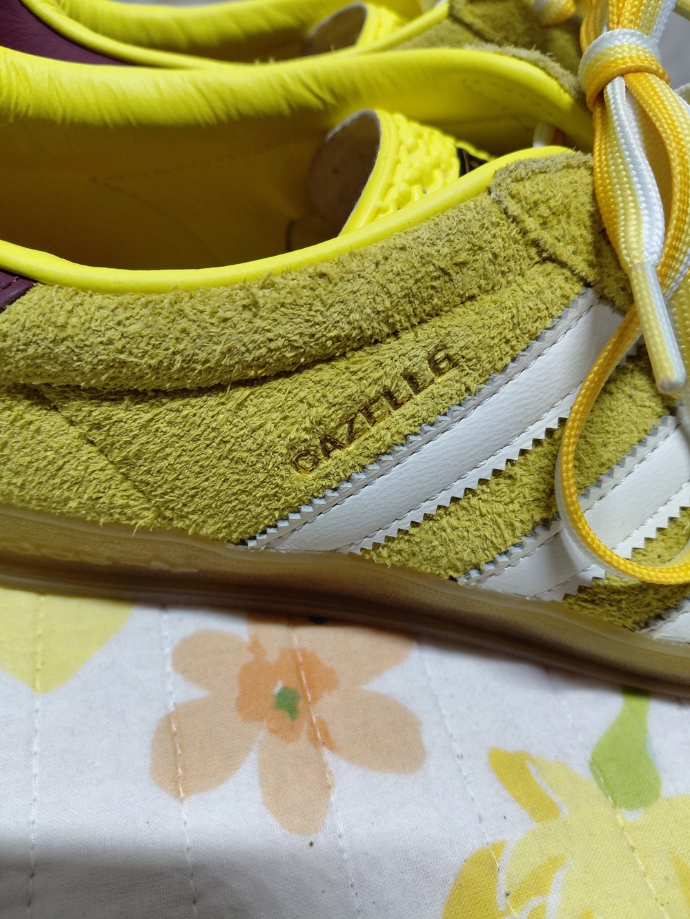 adidas Yellow and White Suede Low-Top Sneakers - Picture 5 of 10